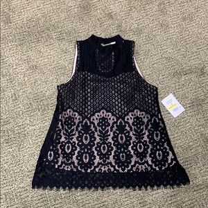 Black Lace Top with Keyhole Back